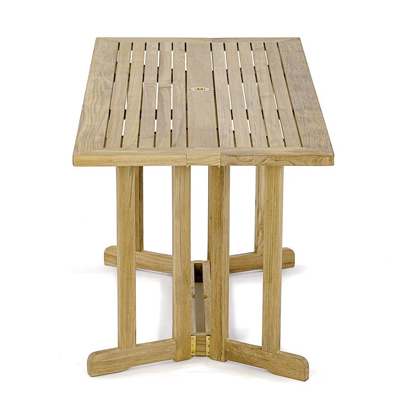 alt="15663S Nevis Folding Dining Table in end view on white background"