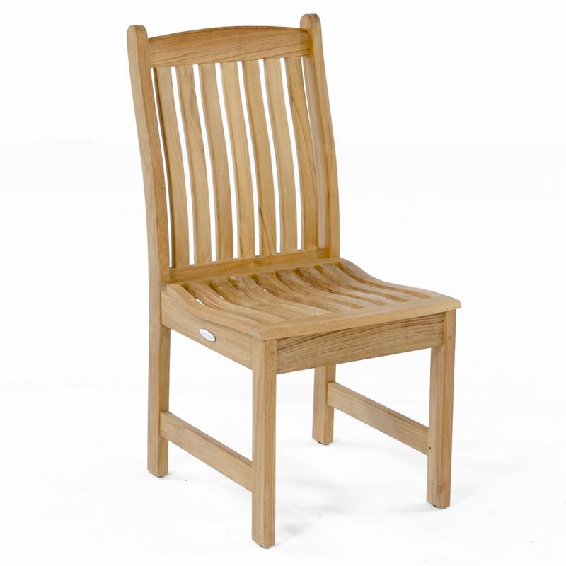 alt="11315 Veranda Teak Dining Chair in angled front view on white background"