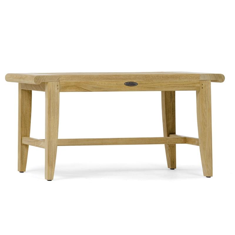 alt="13068 Laguna teak 3 foot long Backless Bench angled on white background"