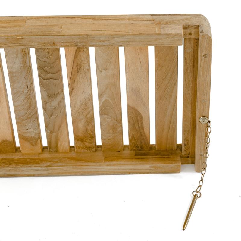 alt="18110 Teak Planter Bench Seat Panel showing bottom view on white background"
