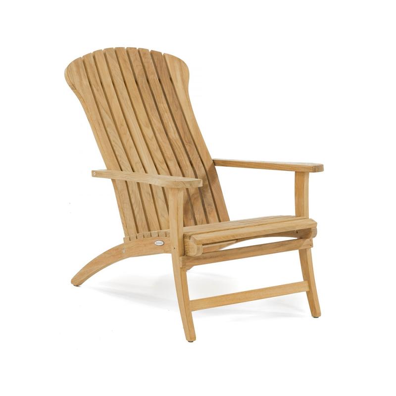 alt="12221 teak Adirondack Chair side angled on white background "
