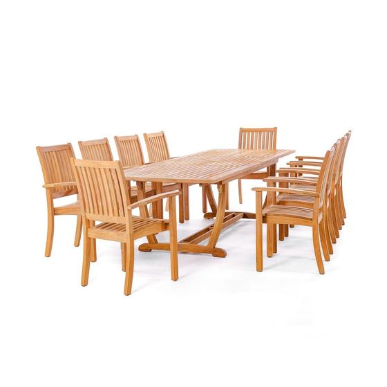 11 pc Sussex Teak Patio Dining Set