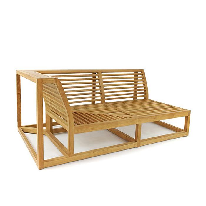 alt="13800 Maya Teak Right Side Sectional Frame in front angle view on white background"