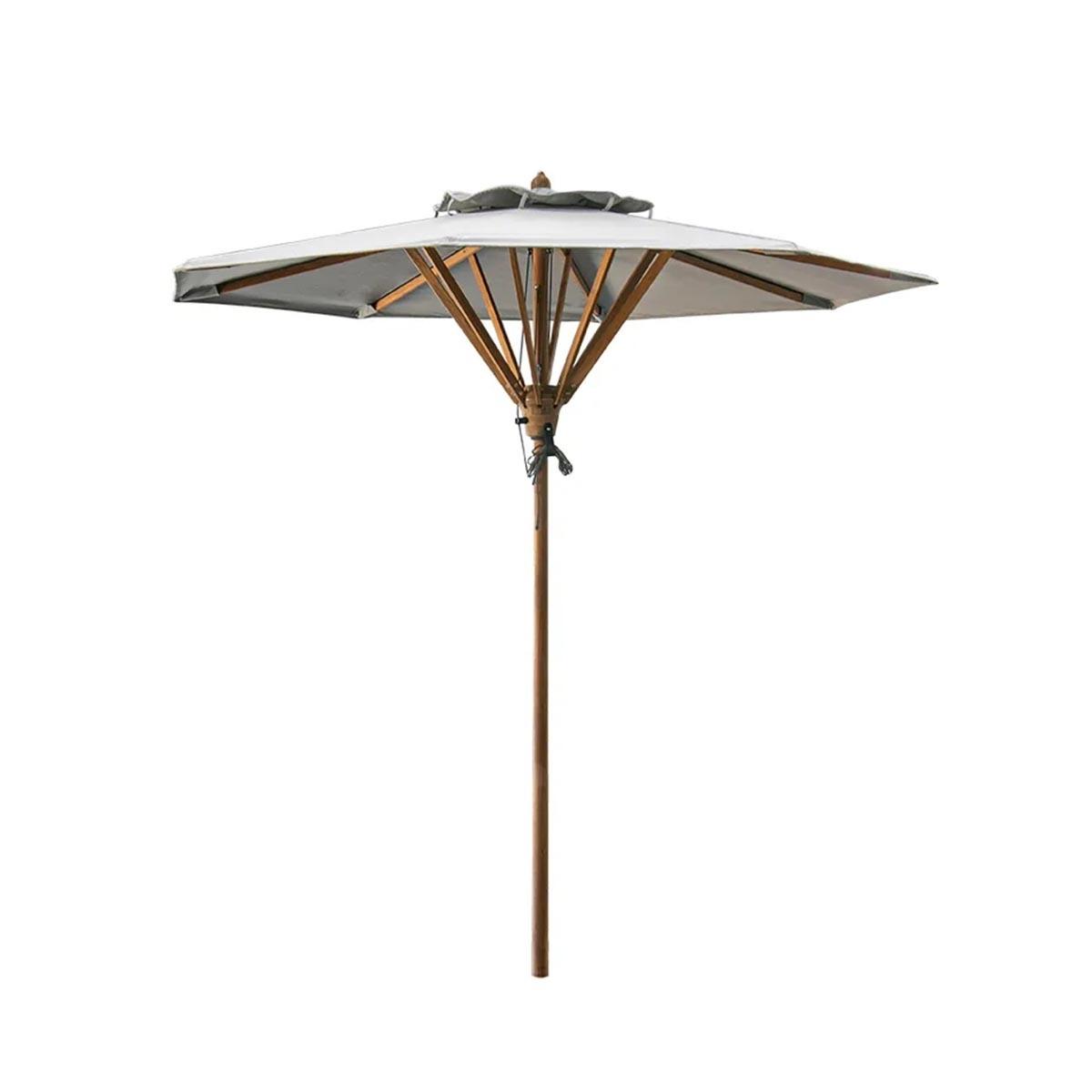8ft Dia Round Teak Aluminum Umbrella — picture A