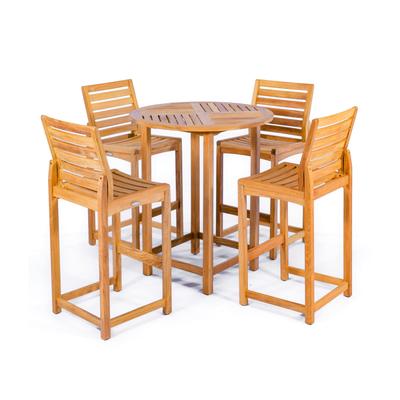 Somerset Side Barstool 5 pc Teak Bar Set
