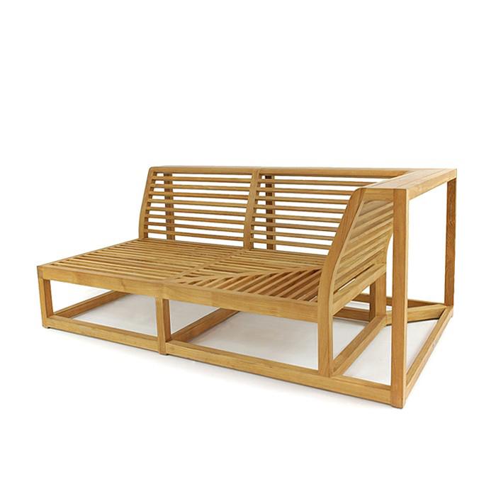 alt="13801 Maya Left Side Teak Sectional Frame in angled front view on white background"