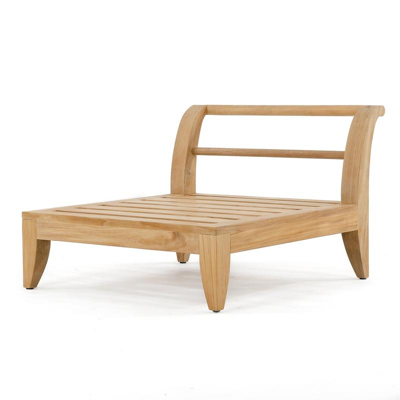 alt="16766 Aman Dais teak End Sectional Frame angled on white background"