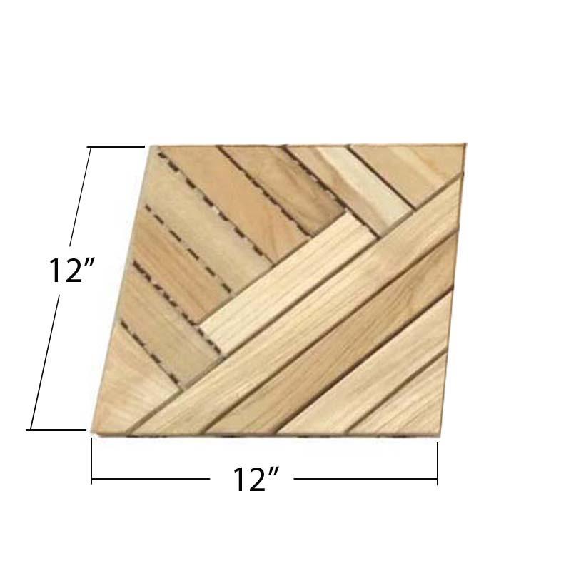 alt="18046 Teak Diamond H Type Floor Tile showing autocad angled view on white background "