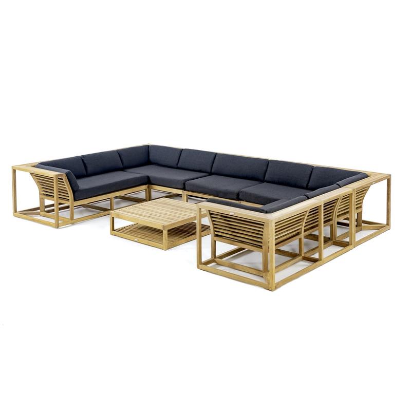 alt="70755 Maya 6pc Lounge Set with cushions in a U shape showing side angled on white background"