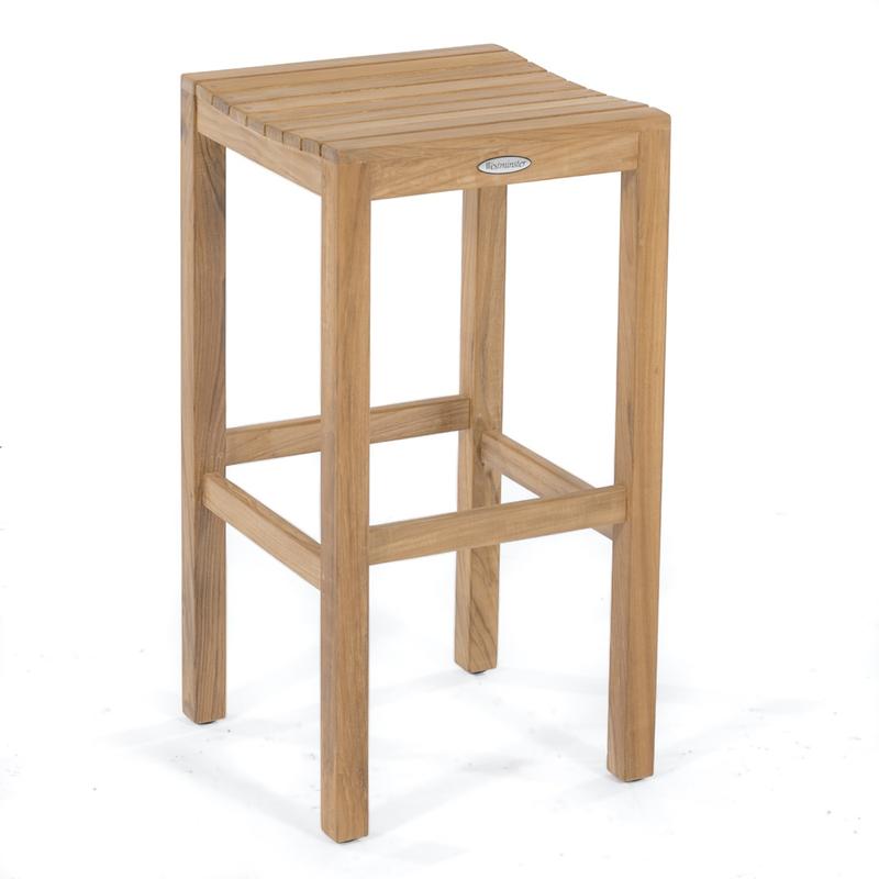 alt="70083 Somerset teak backless bar stool angled top view on white background"