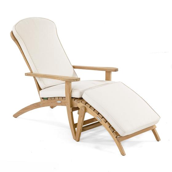 70000 teak Adirondack Chair and footrest side angled on white background 