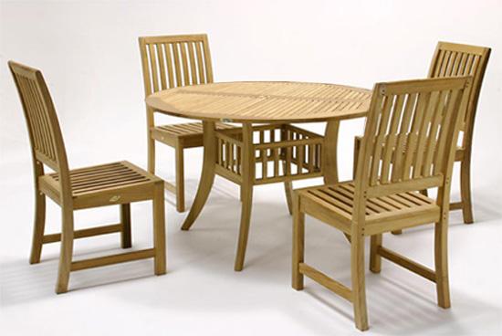 alt="Grand Hyatt 4 foot Round Teak Patio Dining Set - Picture A"