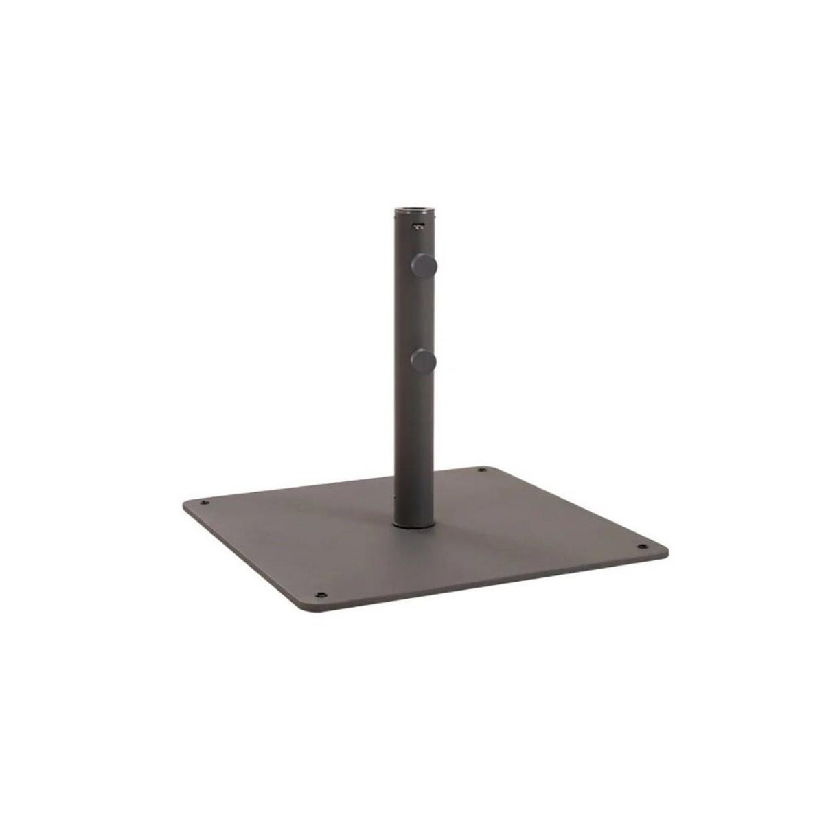 58101BY - WT Square Black Umbrella Base - Long Stem - in angled corner view on a white background