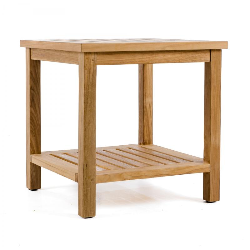 alt="70780 Maya teak side table angled right on white background"