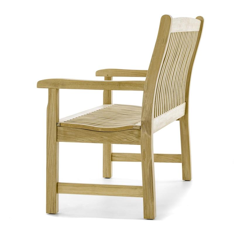 alt="13218 Veranda Teak 4 foot Bench left side view on white background"