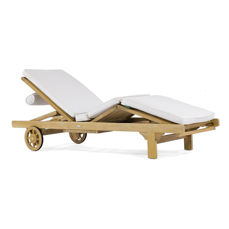 alt="poolside teakwood sun lounger"
