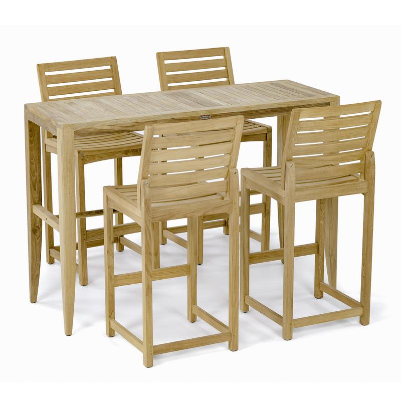 alt="Rectangular Somerset Teak Barstool Set - Picture A"