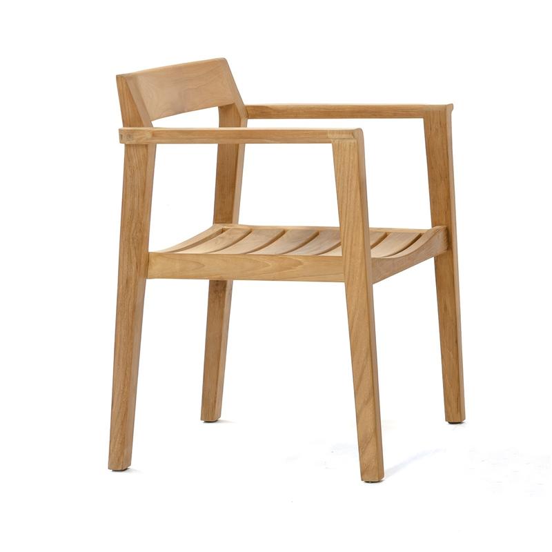 alt="70495 Horizon teak dining chair right side view on white background"