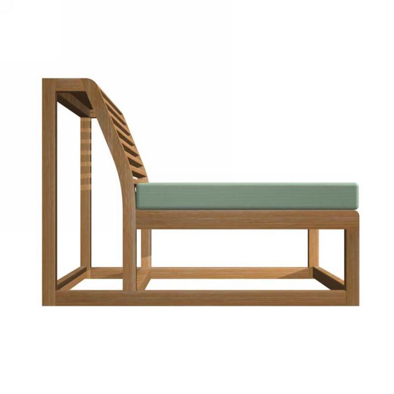 alt="11800RFDP Maya Slipper Chair autocad with cushions angled rear view on white background"
