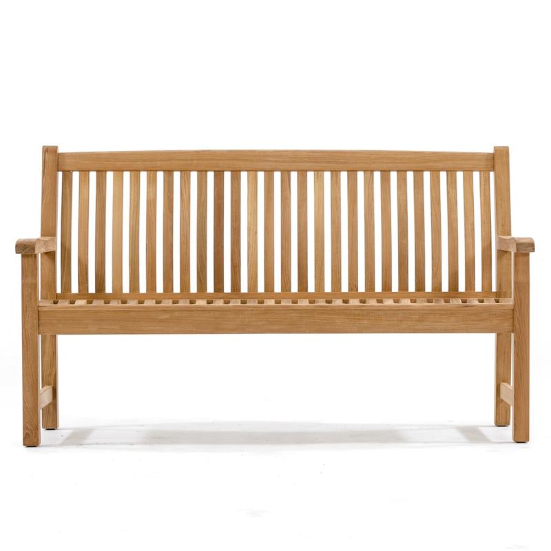 alt="13618 Veranda Teak 5 foot long Bench front view on white background"