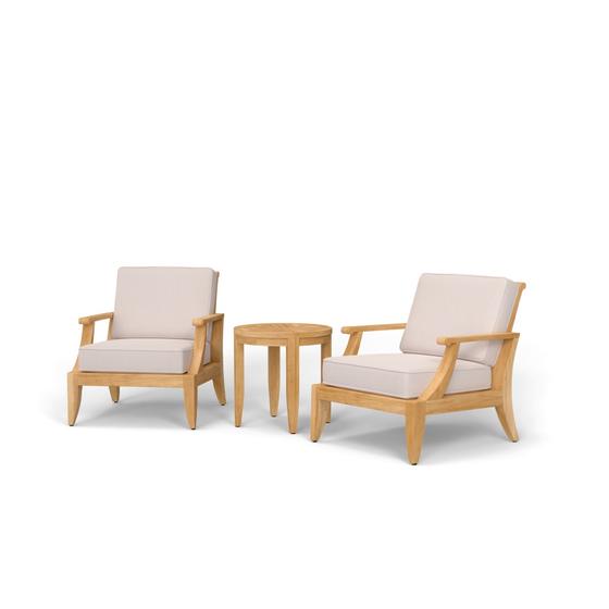 70269 Laguna 3 pc Lounge Set of 2 Laguna Lounge Chairs and a Side Table in angled side view on a white background