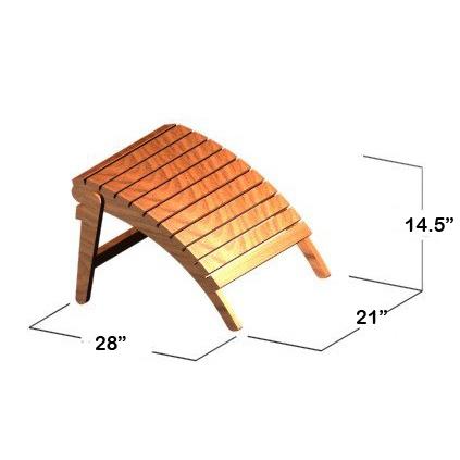 alt="18607 adirondack teak footrest autocad on white background"