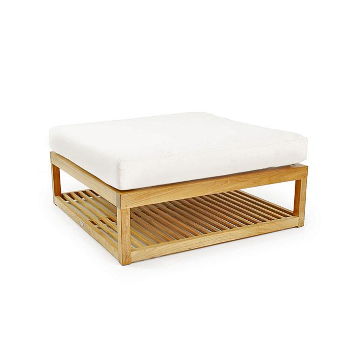 alt="18800RFDP Refurbished Maya Ottoman Coffee Table with cushion angled on white background"