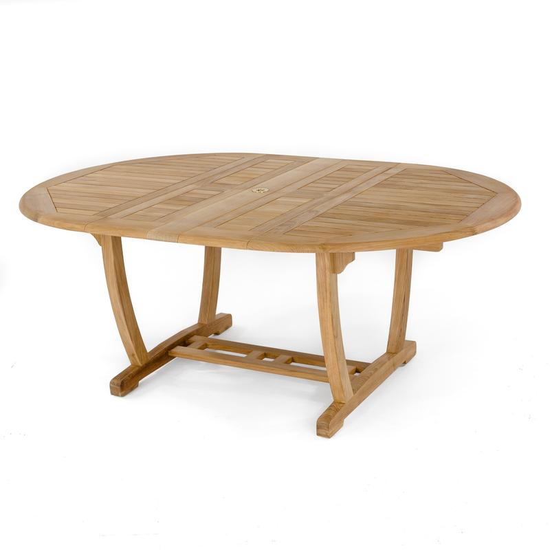 alt="15548 Martinique Teak Table in angled side view on white background"