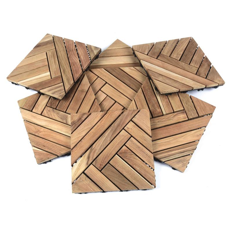 alt="18046 Teak Diamond H Type Floor Tiles showing 6 tiles spread around to show pattern on white background "