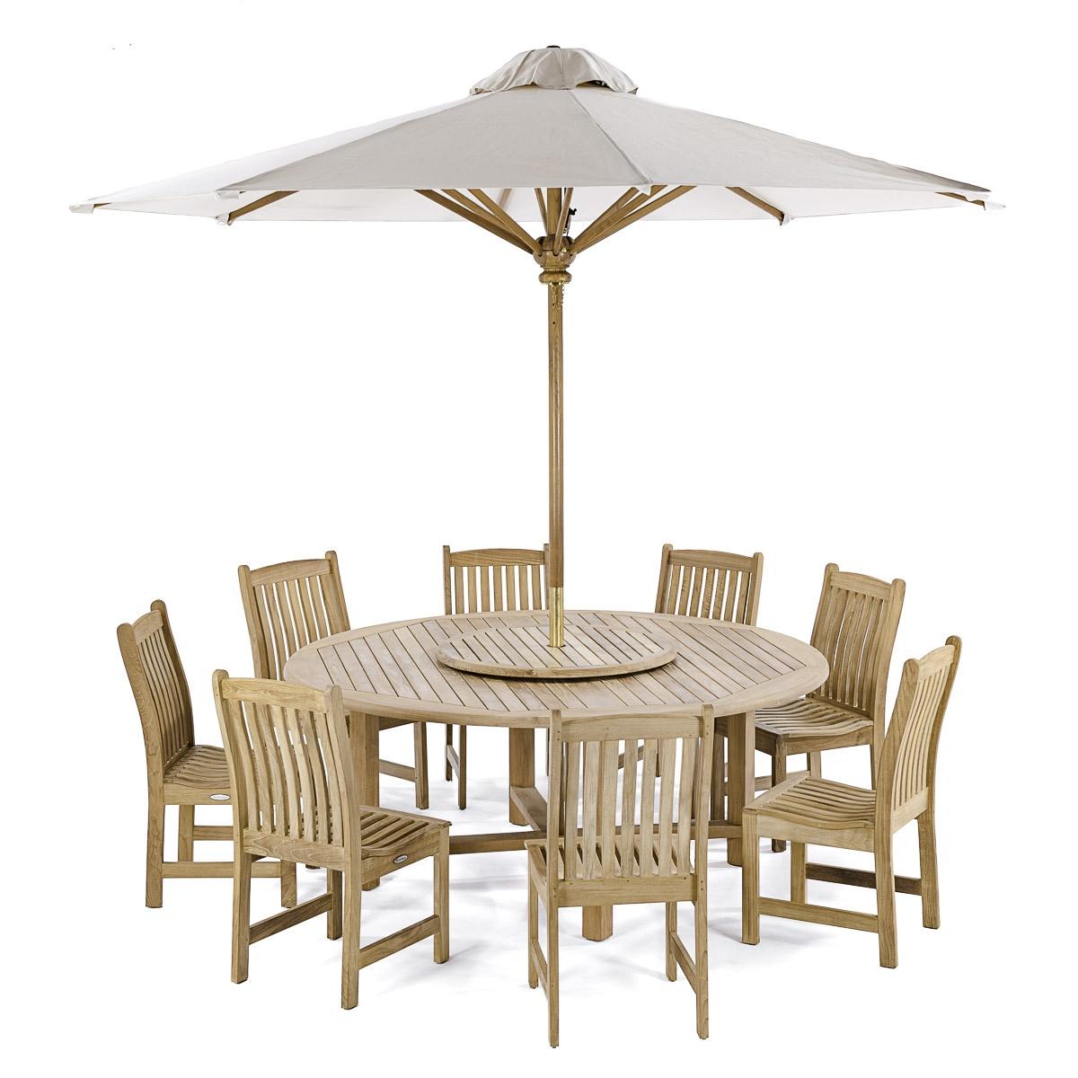 Round Teak Umbrella 118 dia with Stainless Steel Hardware — picture A