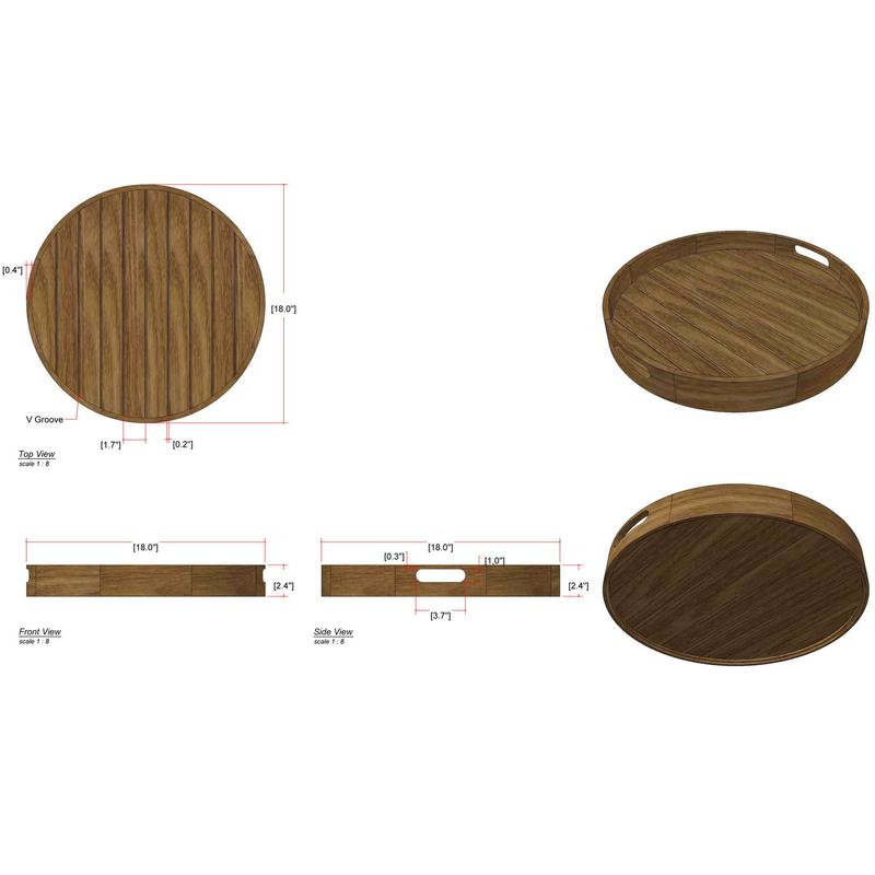 alt="14170TO Kafelonia teak Round Tray autocad on white background"