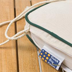alt="image of 73810MTO Laguna Bench Cushion 4 foot in canvas color with forest green welt"