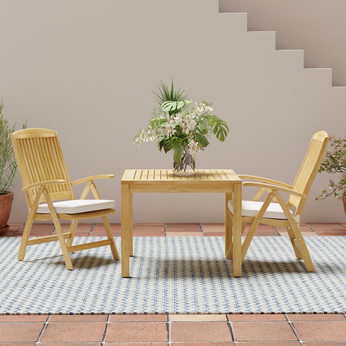 3 pc Reclining Teak Round Bistro Set — picture A