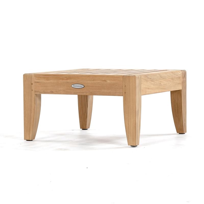 alt="18652 Laguna 22" Teak Ottoman on white background"