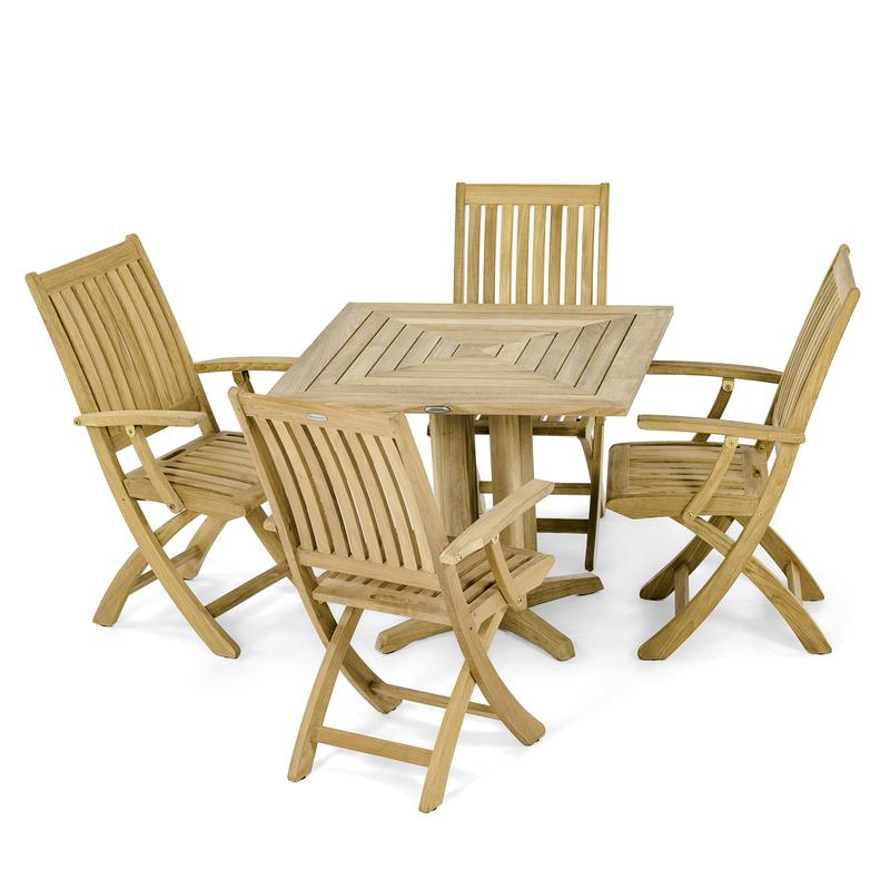 alt="5 pc Barbuda Pyramid Teak Dining Set - Picture A"