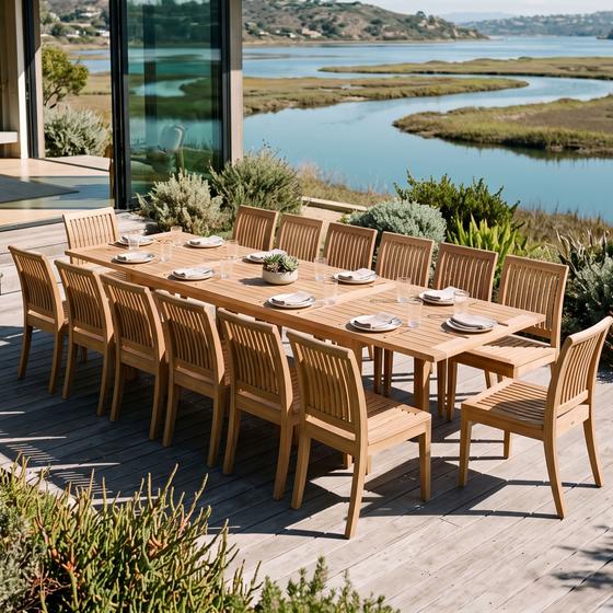 Laguna 15 pc Teak Dining Set