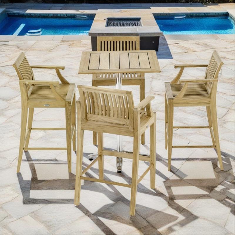 alt="5 pc Laguna Teak Bar Furniture Set - Picture A"