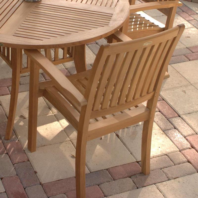 alt="12196ST Sussex Dining Chair back view on colored stone patio"