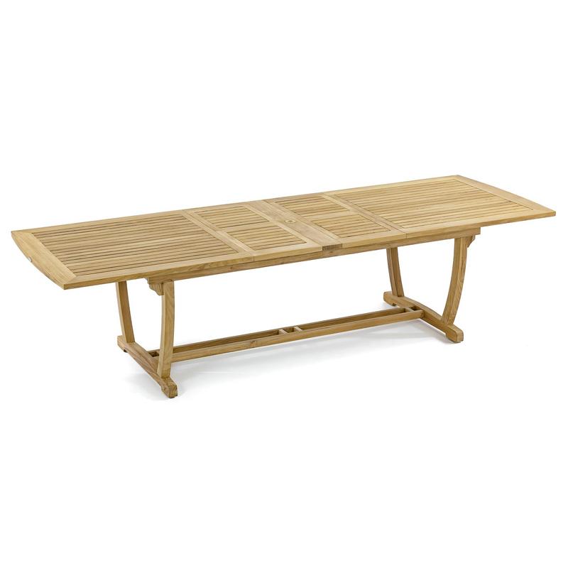 alt="15978 Grand Laguna 11 ft Rectangular Dining Table angled showing butterfly leaves fully extended on white background"