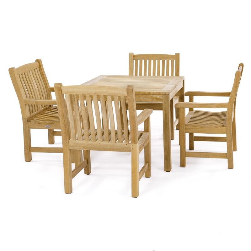 alt="70425 Veranda 5pc Square Teak Dining Set on white background"