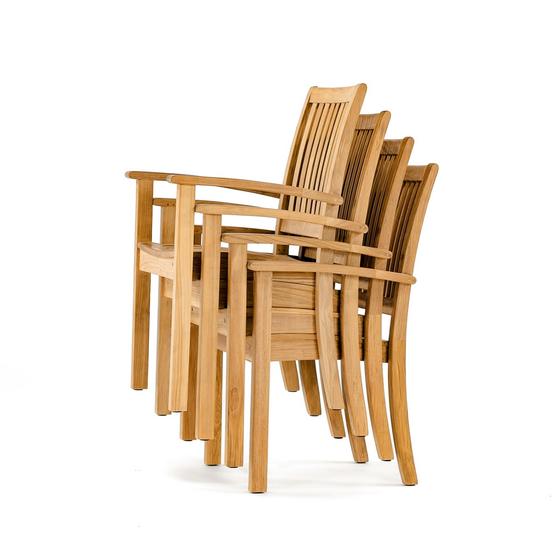 4 pc Sussex Teak Stacking Chair Set