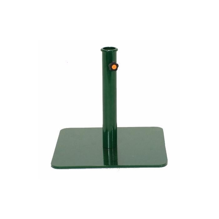 alt="57801G Parasol Steel Base in forest green color side view on white background"