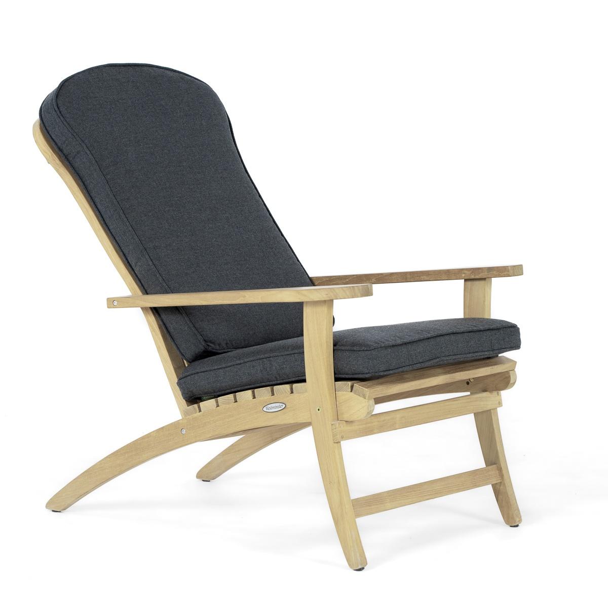 72221 Westminster Teak Adirondack Chair Cushion in Natte Sooty angled side view on white background