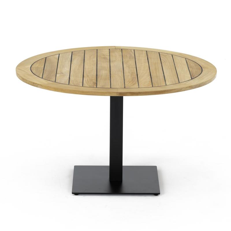 alt="70320 Vogue 30 inch diameter Table Top and Black Base Combo Set of round 30 inch diameter table top and black metal pedestal base on white background"