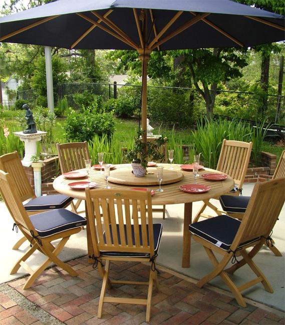 alt="9 pc Buckingham Barbuda Teak Dining Set - Picture L"