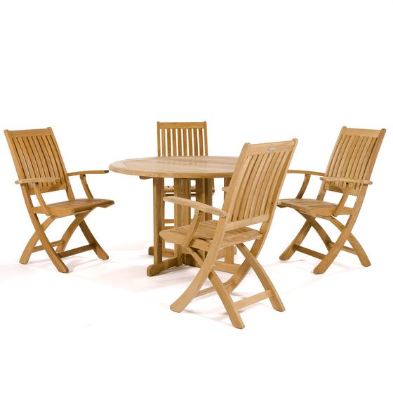70066 Barbuda Round 5 piece Folding Dining Set on white background