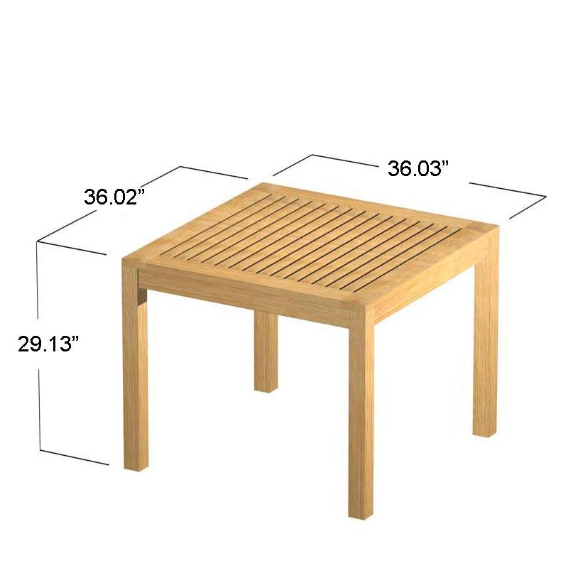 alt="15005 Brunswick teak 36 inch square table autocad on white background"