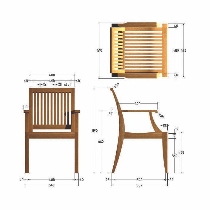 alt="70301 Laguna teak dining chair autocad on white background"