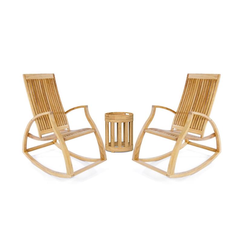 alt="Aria Teak Rocking Chair and Table Chat Set - Picture A"