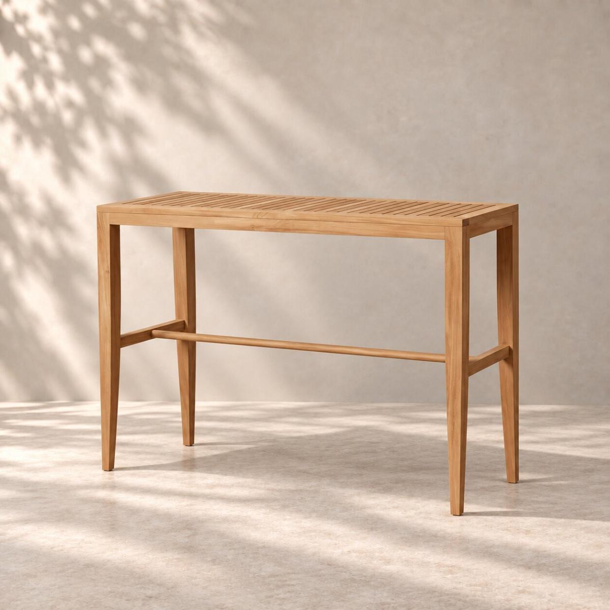 5 ft Laguna Rectangular Teak Bar Table — picture A